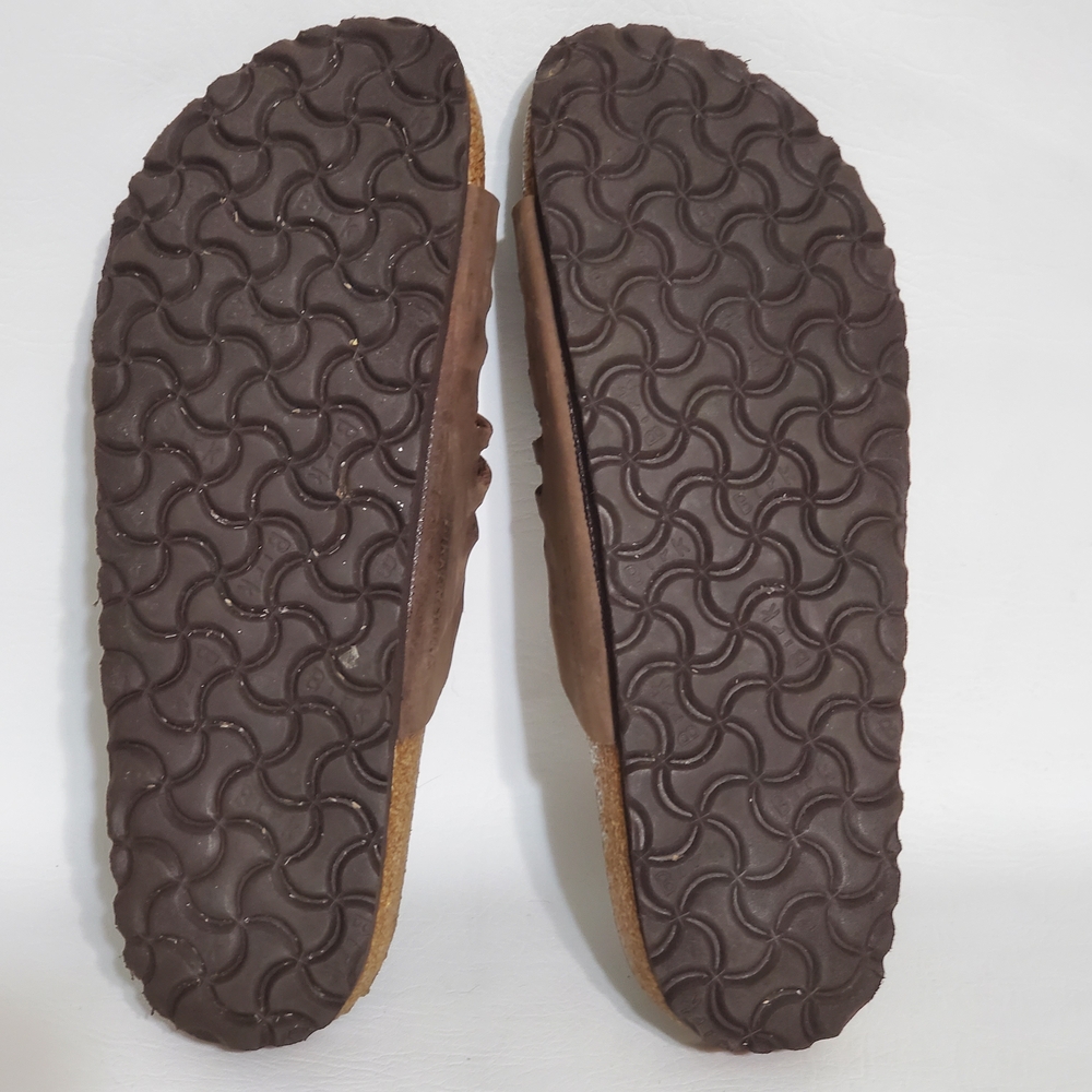 Birkenstock Dark Brown Leather Footbed Sandals - Picture 7 of 7
